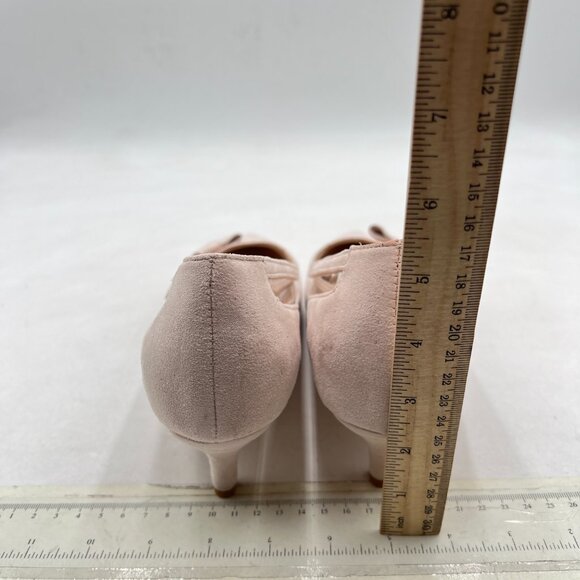 FSJ Nude Cute Clear Pointed Toe Slip On Low Heels Pumps Bowknot Comfy Shoes - Picture 4 of 7